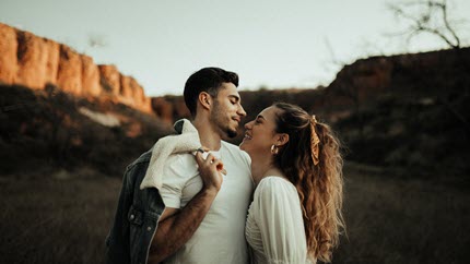 Couple taking photos together