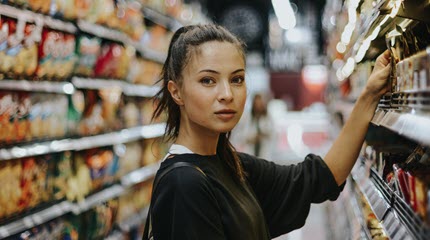 Girl in a grocery store
