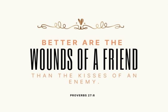 “Better are the wounds of a friend than the kisses of an enemy.”