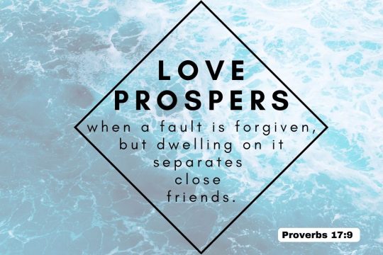 "Love prospers when a fault is forgiven, but dwelling on it separates close friends."