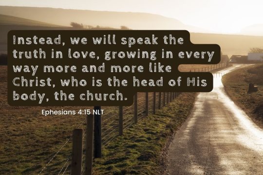 "Instead, we will speak the truth in love, growing in every way more and more like Christ, who is the head of his body, the church."